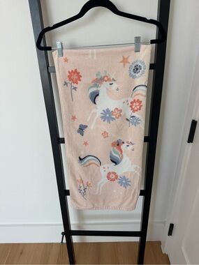Kids Unicorn Swim Towel - Peach Floral Design